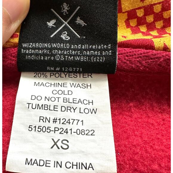 Harry Potter Gryffindor Zip Up Hoodie Size XS - Picture 9 of 10